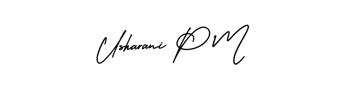 How to make Usharani P M name signature. Use AmerikaSignatureDemo-Regular style for creating short signs online. This is the latest handwritten sign. Usharani P M signature style 3 images and pictures png
