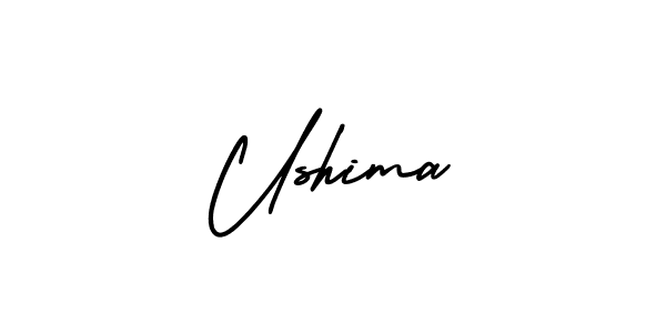 Create a beautiful signature design for name Ushima. With this signature (AmerikaSignatureDemo-Regular) fonts, you can make a handwritten signature for free. Ushima signature style 3 images and pictures png