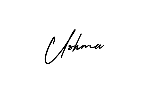 How to make Ushma name signature. Use AmerikaSignatureDemo-Regular style for creating short signs online. This is the latest handwritten sign. Ushma signature style 3 images and pictures png