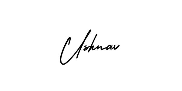 You should practise on your own different ways (AmerikaSignatureDemo-Regular) to write your name (Ushnav) in signature. don't let someone else do it for you. Ushnav signature style 3 images and pictures png