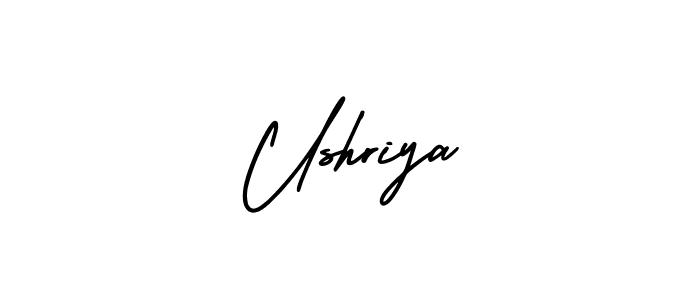 The best way (AmerikaSignatureDemo-Regular) to make a short signature is to pick only two or three words in your name. The name Ushriya include a total of six letters. For converting this name. Ushriya signature style 3 images and pictures png