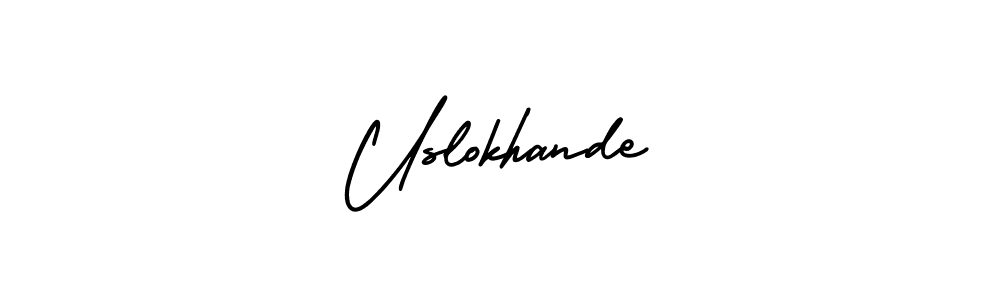 How to Draw Uslokhande signature style? AmerikaSignatureDemo-Regular is a latest design signature styles for name Uslokhande. Uslokhande signature style 3 images and pictures png