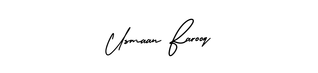 The best way (AmerikaSignatureDemo-Regular) to make a short signature is to pick only two or three words in your name. The name Usmaan Farooq include a total of six letters. For converting this name. Usmaan Farooq signature style 3 images and pictures png