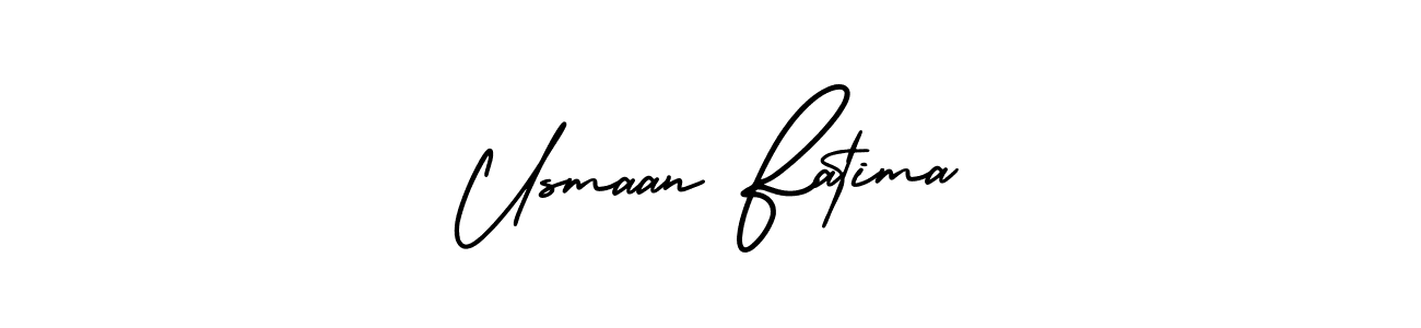 AmerikaSignatureDemo-Regular is a professional signature style that is perfect for those who want to add a touch of class to their signature. It is also a great choice for those who want to make their signature more unique. Get Usmaan Fatima name to fancy signature for free. Usmaan Fatima signature style 3 images and pictures png