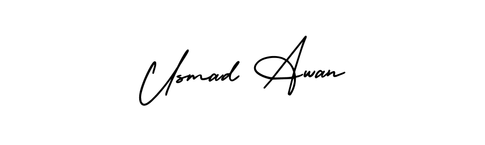 Make a beautiful signature design for name Usmad Awan. With this signature (AmerikaSignatureDemo-Regular) style, you can create a handwritten signature for free. Usmad Awan signature style 3 images and pictures png