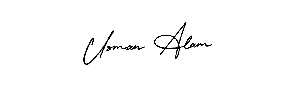 How to make Usman Alam name signature. Use AmerikaSignatureDemo-Regular style for creating short signs online. This is the latest handwritten sign. Usman Alam signature style 3 images and pictures png