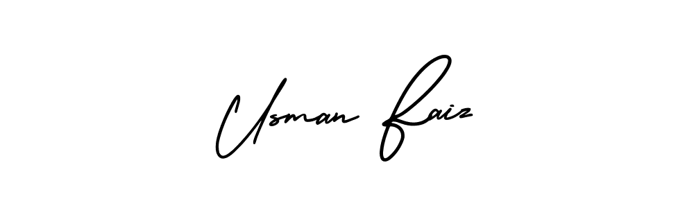 The best way (AmerikaSignatureDemo-Regular) to make a short signature is to pick only two or three words in your name. The name Usman Faiz include a total of six letters. For converting this name. Usman Faiz signature style 3 images and pictures png