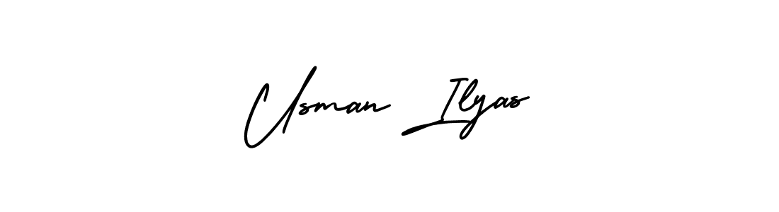 This is the best signature style for the Usman Ilyas name. Also you like these signature font (AmerikaSignatureDemo-Regular). Mix name signature. Usman Ilyas signature style 3 images and pictures png