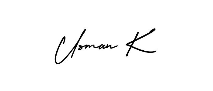 Usman K stylish signature style. Best Handwritten Sign (AmerikaSignatureDemo-Regular) for my name. Handwritten Signature Collection Ideas for my name Usman K. Usman K signature style 3 images and pictures png