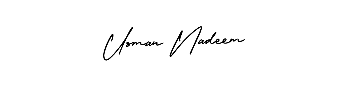 if you are searching for the best signature style for your name Usman Nadeem. so please give up your signature search. here we have designed multiple signature styles  using AmerikaSignatureDemo-Regular. Usman Nadeem signature style 3 images and pictures png