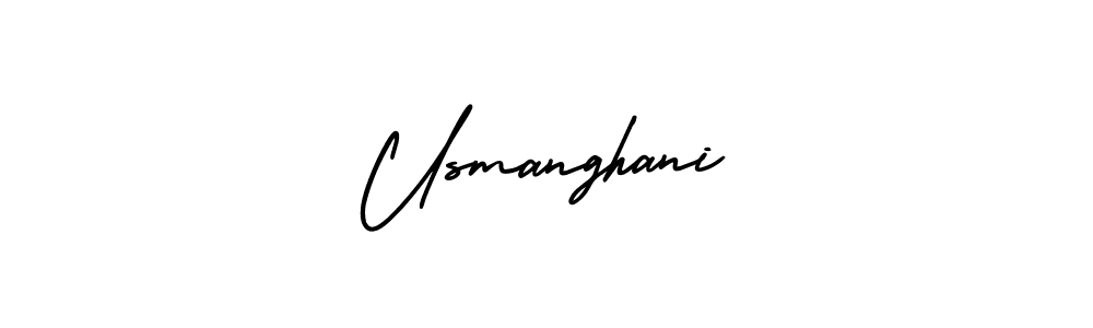 This is the best signature style for the Usmanghani name. Also you like these signature font (AmerikaSignatureDemo-Regular). Mix name signature. Usmanghani signature style 3 images and pictures png