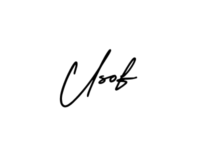 How to make Usof name signature. Use AmerikaSignatureDemo-Regular style for creating short signs online. This is the latest handwritten sign. Usof signature style 3 images and pictures png