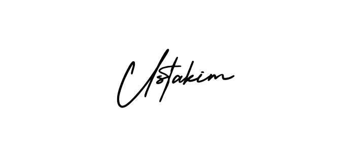 Create a beautiful signature design for name Ustakim. With this signature (AmerikaSignatureDemo-Regular) fonts, you can make a handwritten signature for free. Ustakim signature style 3 images and pictures png