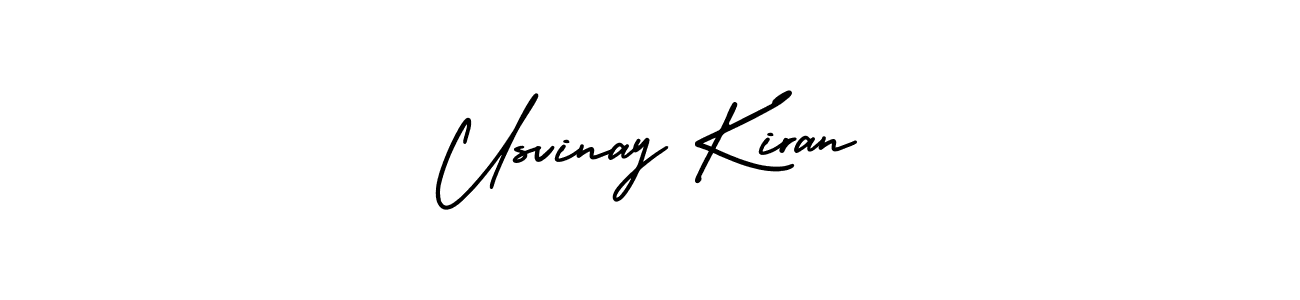 This is the best signature style for the Usvinay Kiran name. Also you like these signature font (AmerikaSignatureDemo-Regular). Mix name signature. Usvinay Kiran signature style 3 images and pictures png