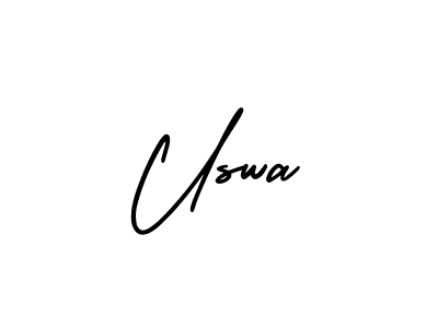 You should practise on your own different ways (AmerikaSignatureDemo-Regular) to write your name (Uswa) in signature. don't let someone else do it for you. Uswa signature style 3 images and pictures png