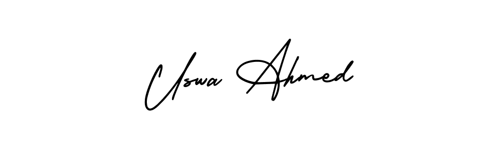 Create a beautiful signature design for name Uswa Ahmed. With this signature (AmerikaSignatureDemo-Regular) fonts, you can make a handwritten signature for free. Uswa Ahmed signature style 3 images and pictures png