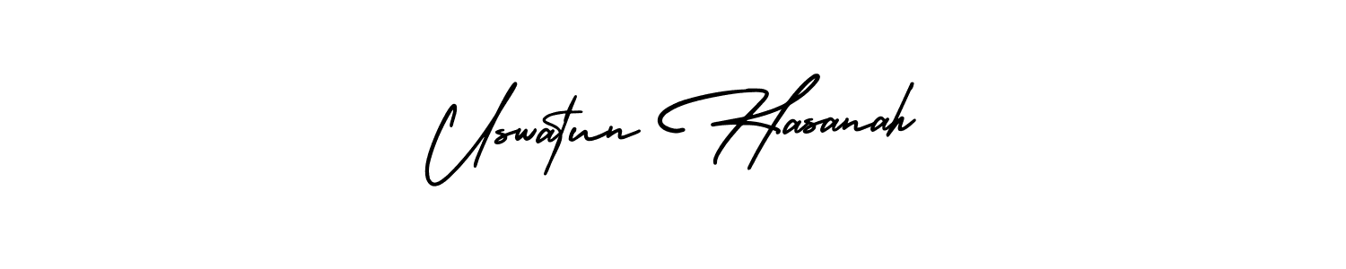 if you are searching for the best signature style for your name Uswatun Hasanah. so please give up your signature search. here we have designed multiple signature styles  using AmerikaSignatureDemo-Regular. Uswatun Hasanah signature style 3 images and pictures png