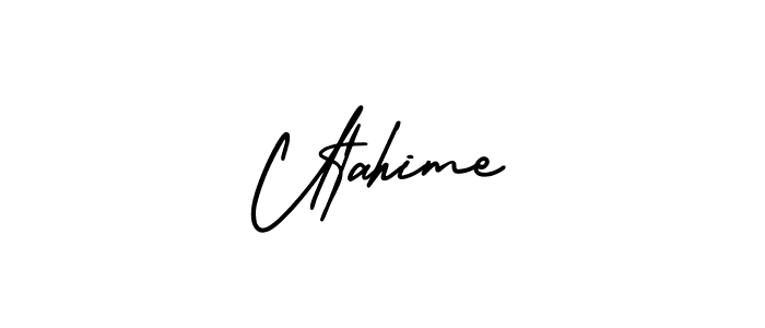 Similarly AmerikaSignatureDemo-Regular is the best handwritten signature design. Signature creator online .You can use it as an online autograph creator for name Utahime. Utahime signature style 3 images and pictures png