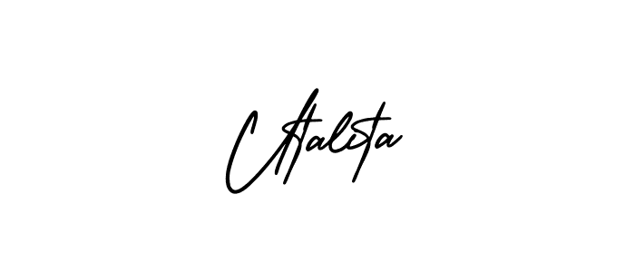 if you are searching for the best signature style for your name Utalita. so please give up your signature search. here we have designed multiple signature styles  using AmerikaSignatureDemo-Regular. Utalita signature style 3 images and pictures png