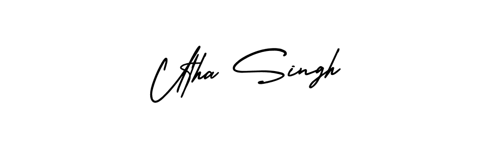 The best way (AmerikaSignatureDemo-Regular) to make a short signature is to pick only two or three words in your name. The name Utha Singh include a total of six letters. For converting this name. Utha Singh signature style 3 images and pictures png