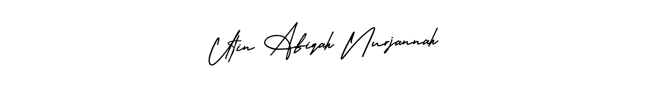 How to Draw Utin Afiqah Nurjannah signature style? AmerikaSignatureDemo-Regular is a latest design signature styles for name Utin Afiqah Nurjannah. Utin Afiqah Nurjannah signature style 3 images and pictures png