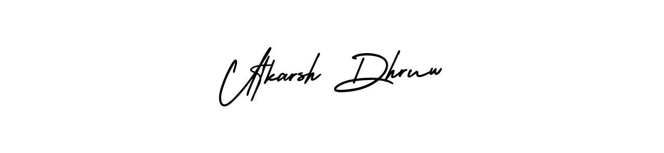 The best way (AmerikaSignatureDemo-Regular) to make a short signature is to pick only two or three words in your name. The name Utkarsh Dhruw include a total of six letters. For converting this name. Utkarsh Dhruw signature style 3 images and pictures png
