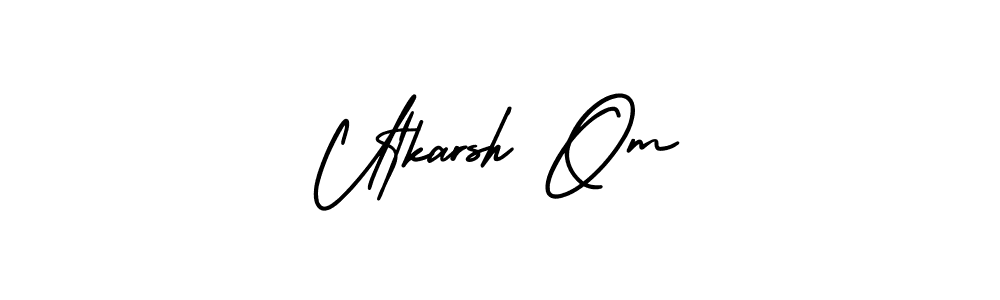 The best way (AmerikaSignatureDemo-Regular) to make a short signature is to pick only two or three words in your name. The name Utkarsh Om include a total of six letters. For converting this name. Utkarsh Om signature style 3 images and pictures png