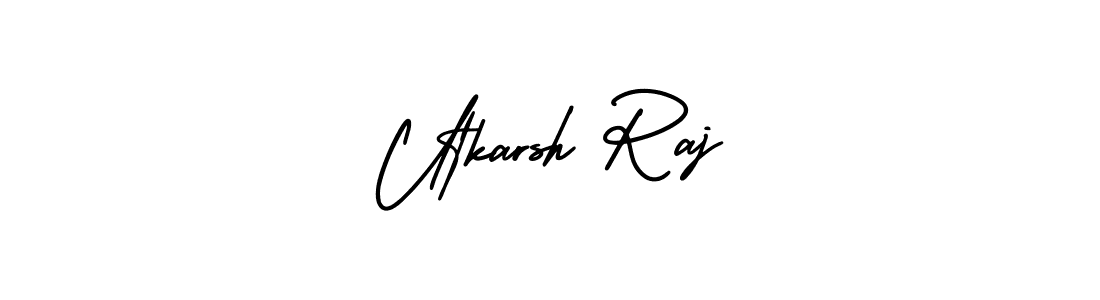 The best way (AmerikaSignatureDemo-Regular) to make a short signature is to pick only two or three words in your name. The name Utkarsh Raj include a total of six letters. For converting this name. Utkarsh Raj signature style 3 images and pictures png