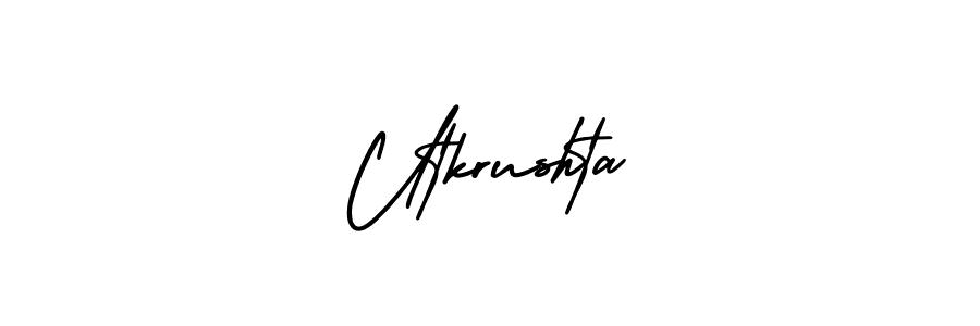 The best way (AmerikaSignatureDemo-Regular) to make a short signature is to pick only two or three words in your name. The name Utkrushta include a total of six letters. For converting this name. Utkrushta signature style 3 images and pictures png