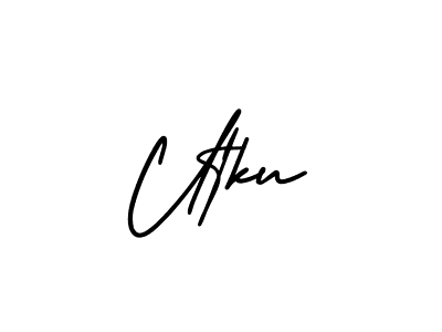 if you are searching for the best signature style for your name Utku. so please give up your signature search. here we have designed multiple signature styles  using AmerikaSignatureDemo-Regular. Utku signature style 3 images and pictures png