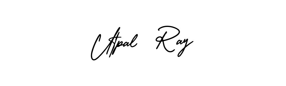 You should practise on your own different ways (AmerikaSignatureDemo-Regular) to write your name (Utpal  Ray) in signature. don't let someone else do it for you. Utpal  Ray signature style 3 images and pictures png