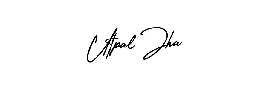 This is the best signature style for the Utpal Jha name. Also you like these signature font (AmerikaSignatureDemo-Regular). Mix name signature. Utpal Jha signature style 3 images and pictures png