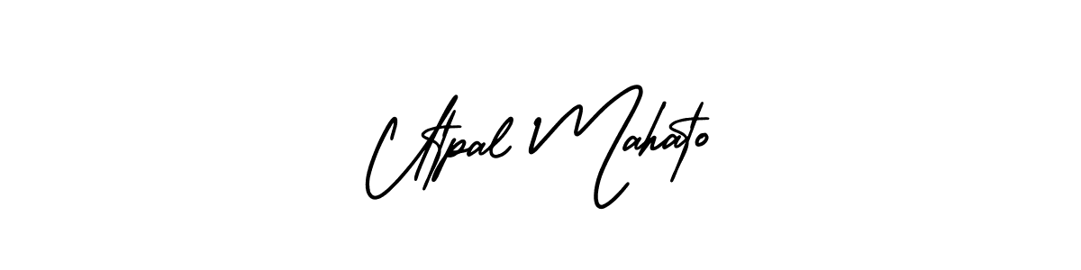 The best way (AmerikaSignatureDemo-Regular) to make a short signature is to pick only two or three words in your name. The name Utpal Mahato include a total of six letters. For converting this name. Utpal Mahato signature style 3 images and pictures png