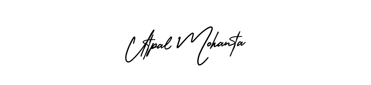 You should practise on your own different ways (AmerikaSignatureDemo-Regular) to write your name (Utpal Mohanta) in signature. don't let someone else do it for you. Utpal Mohanta signature style 3 images and pictures png