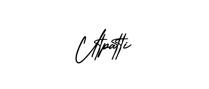 You should practise on your own different ways (AmerikaSignatureDemo-Regular) to write your name (Utpatti) in signature. don't let someone else do it for you. Utpatti signature style 3 images and pictures png