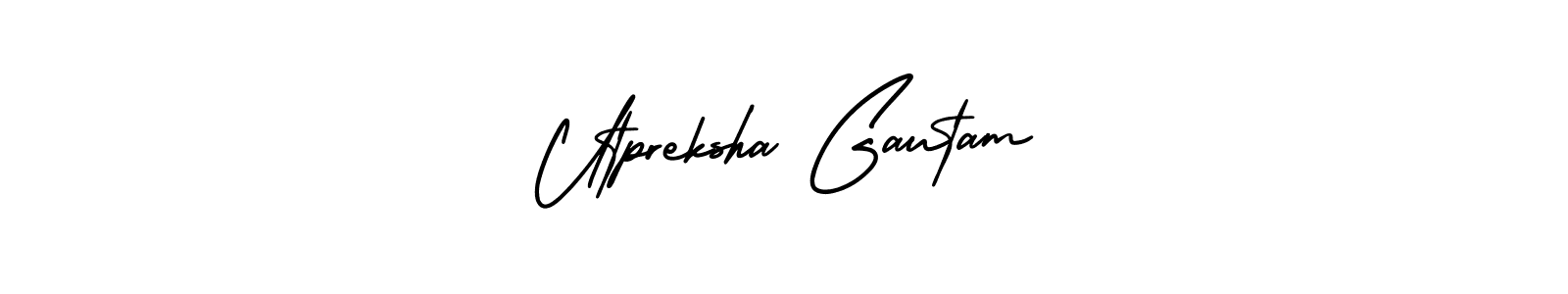 Also You can easily find your signature by using the search form. We will create Utpreksha Gautam name handwritten signature images for you free of cost using AmerikaSignatureDemo-Regular sign style. Utpreksha Gautam signature style 3 images and pictures png