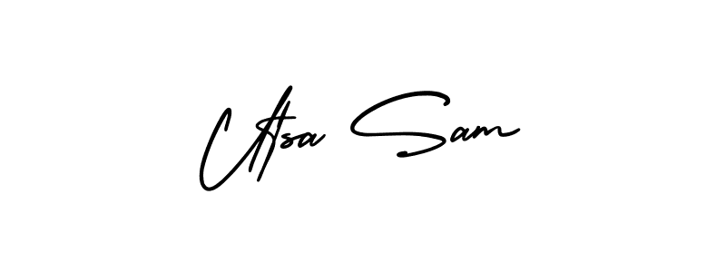 How to make Utsa Sam signature? AmerikaSignatureDemo-Regular is a professional autograph style. Create handwritten signature for Utsa Sam name. Utsa Sam signature style 3 images and pictures png