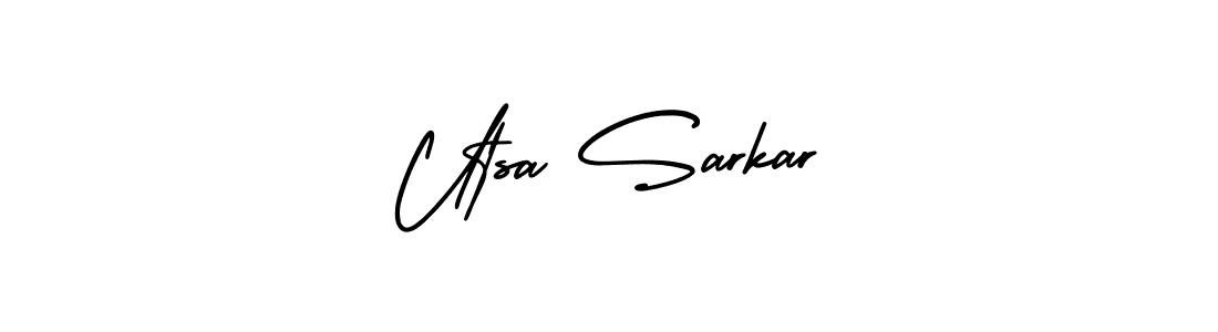 Utsa Sarkar stylish signature style. Best Handwritten Sign (AmerikaSignatureDemo-Regular) for my name. Handwritten Signature Collection Ideas for my name Utsa Sarkar. Utsa Sarkar signature style 3 images and pictures png