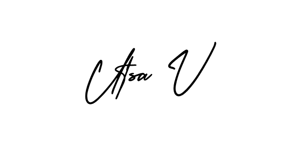 It looks lik you need a new signature style for name Utsa V. Design unique handwritten (AmerikaSignatureDemo-Regular) signature with our free signature maker in just a few clicks. Utsa V signature style 3 images and pictures png