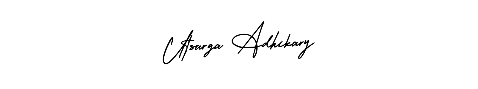 if you are searching for the best signature style for your name Utsarga Adhikary. so please give up your signature search. here we have designed multiple signature styles  using AmerikaSignatureDemo-Regular. Utsarga Adhikary signature style 3 images and pictures png
