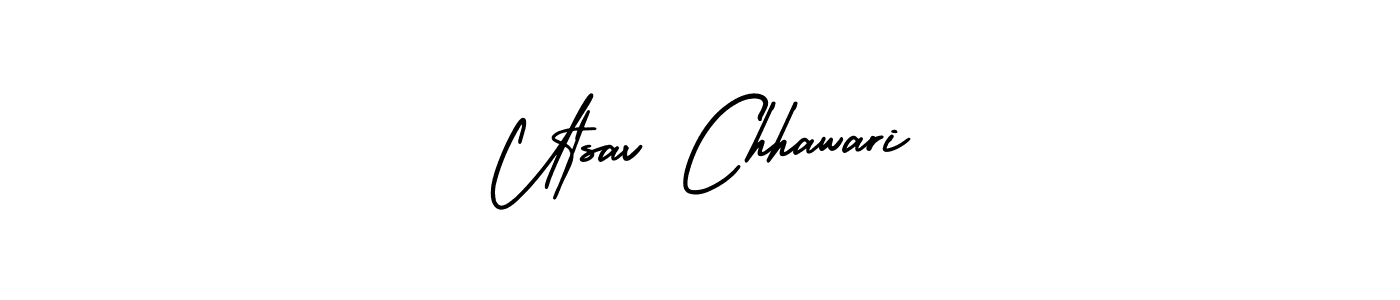 if you are searching for the best signature style for your name Utsav Chhawari. so please give up your signature search. here we have designed multiple signature styles  using AmerikaSignatureDemo-Regular. Utsav Chhawari signature style 3 images and pictures png