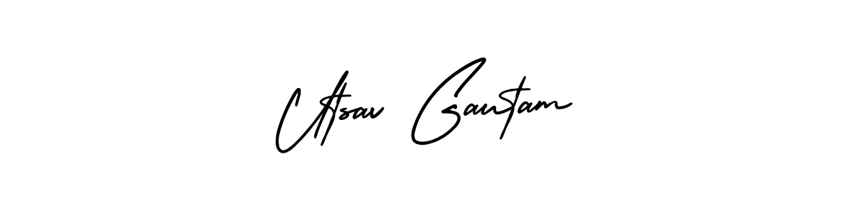 Also You can easily find your signature by using the search form. We will create Utsav Gautam name handwritten signature images for you free of cost using AmerikaSignatureDemo-Regular sign style. Utsav Gautam signature style 3 images and pictures png