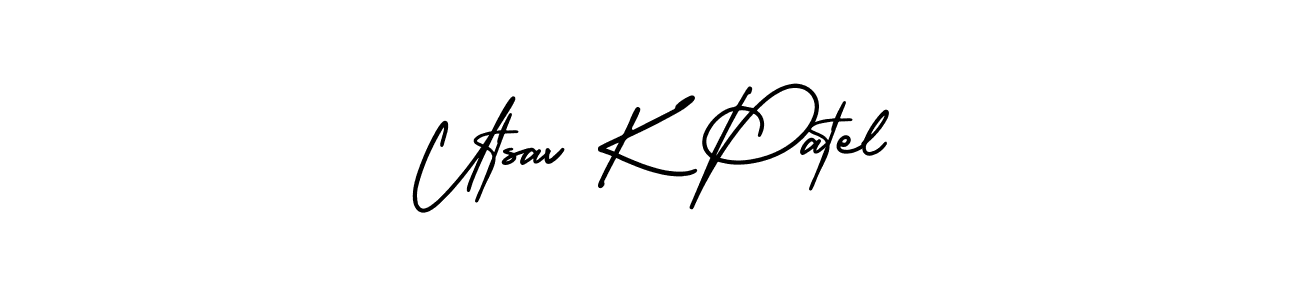 Utsav K Patel stylish signature style. Best Handwritten Sign (AmerikaSignatureDemo-Regular) for my name. Handwritten Signature Collection Ideas for my name Utsav K Patel. Utsav K Patel signature style 3 images and pictures png