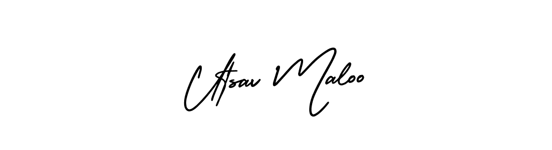 Utsav Maloo stylish signature style. Best Handwritten Sign (AmerikaSignatureDemo-Regular) for my name. Handwritten Signature Collection Ideas for my name Utsav Maloo. Utsav Maloo signature style 3 images and pictures png