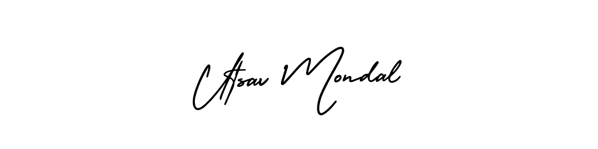 How to Draw Utsav Mondal signature style? AmerikaSignatureDemo-Regular is a latest design signature styles for name Utsav Mondal. Utsav Mondal signature style 3 images and pictures png