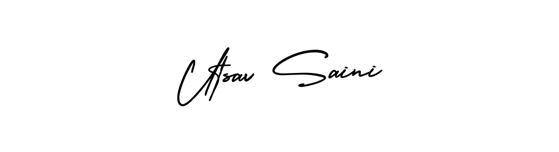 Similarly AmerikaSignatureDemo-Regular is the best handwritten signature design. Signature creator online .You can use it as an online autograph creator for name Utsav Saini. Utsav Saini signature style 3 images and pictures png