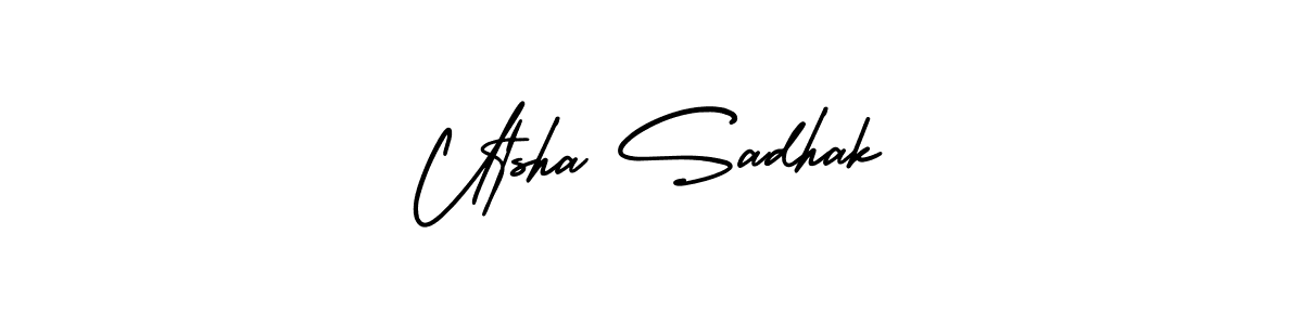 How to make Utsha Sadhak signature? AmerikaSignatureDemo-Regular is a professional autograph style. Create handwritten signature for Utsha Sadhak name. Utsha Sadhak signature style 3 images and pictures png