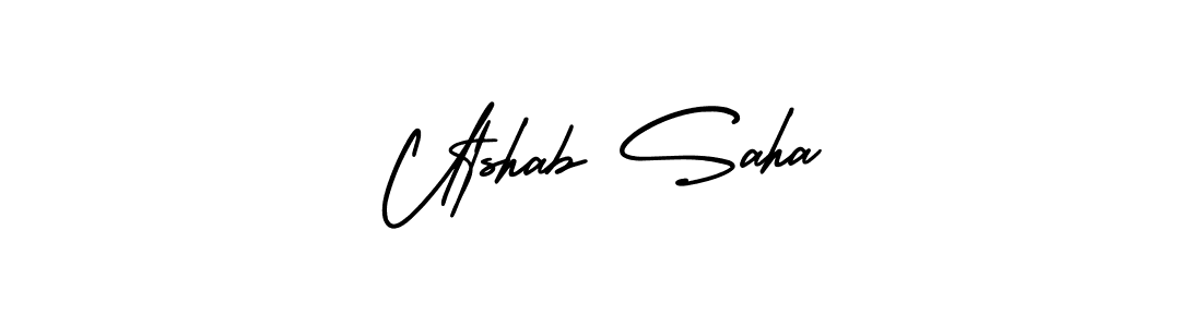 Similarly AmerikaSignatureDemo-Regular is the best handwritten signature design. Signature creator online .You can use it as an online autograph creator for name Utshab Saha. Utshab Saha signature style 3 images and pictures png