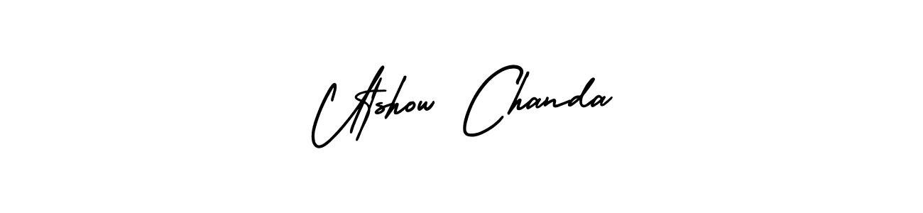 The best way (AmerikaSignatureDemo-Regular) to make a short signature is to pick only two or three words in your name. The name Utshow Chanda include a total of six letters. For converting this name. Utshow Chanda signature style 3 images and pictures png