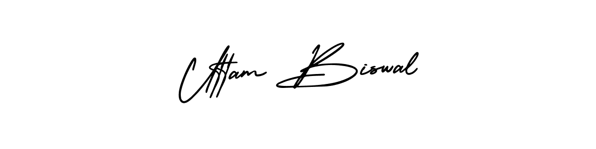 The best way (AmerikaSignatureDemo-Regular) to make a short signature is to pick only two or three words in your name. The name Uttam Biswal include a total of six letters. For converting this name. Uttam Biswal signature style 3 images and pictures png
